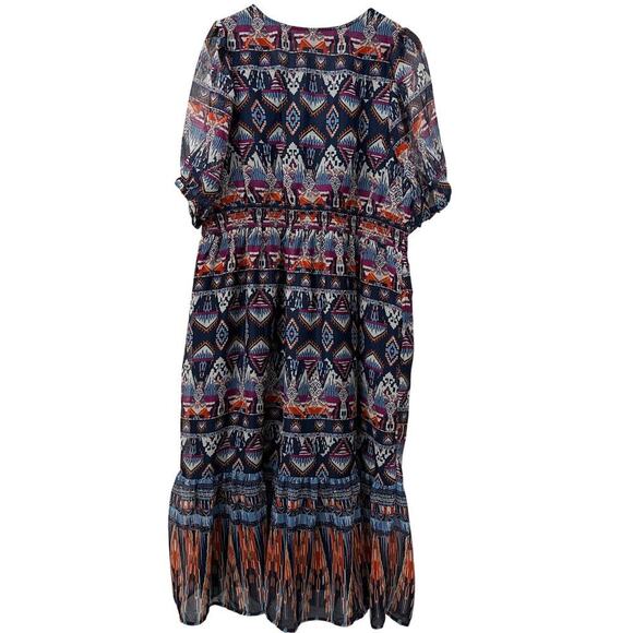 Old Navy Maxi Dress XL Aztec Southwestern Blue Boho - Picture 2 of 14
